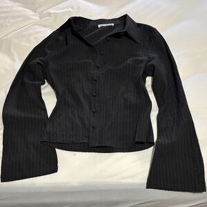 Princess Polly Black Pinstripe Button Down Shirt